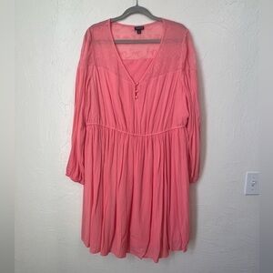 Torrid long sleeve coral v-neck dress size 2